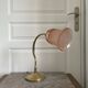 Antique Art Deco Swan Neck Table Lamp with Pink Glass Shade, France, 30cm