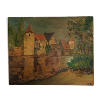 Tableau rivière en automne