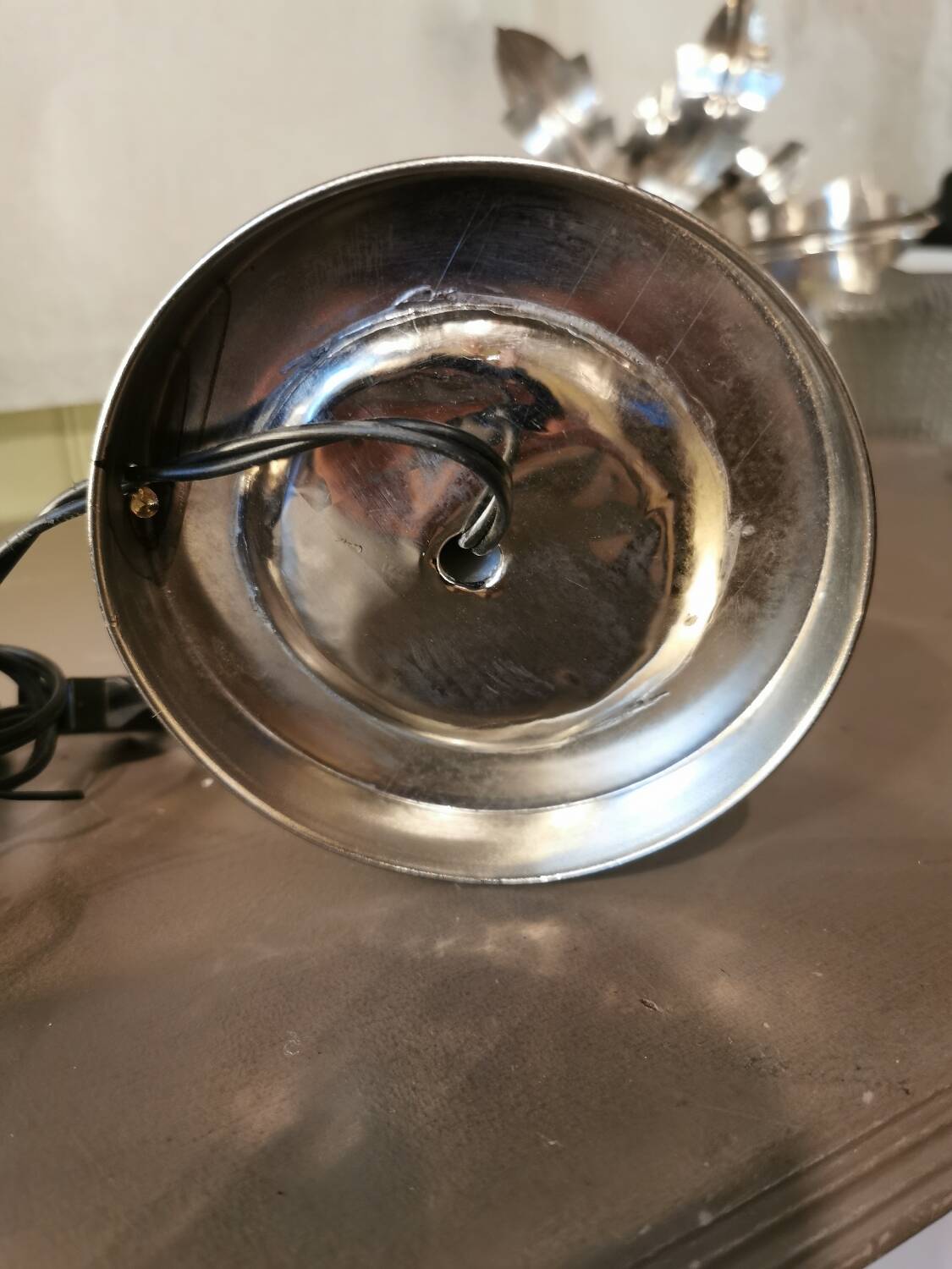 Nickel silver palm lamp