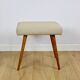 Tabouret en bouclé beige - pieds ronds en hêtre - 2 pièces disponibles