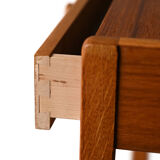 Table de chevet scandinave vintage en teck avec étagère