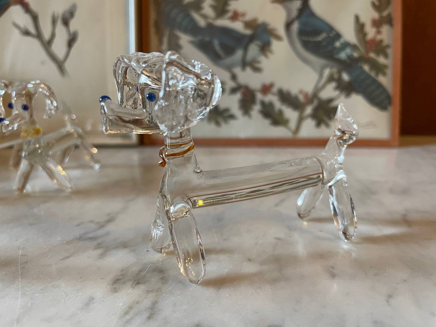 Blown glass dog knife holder