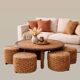 Coffee table and 4 stools in the style of Audoux & Minet.