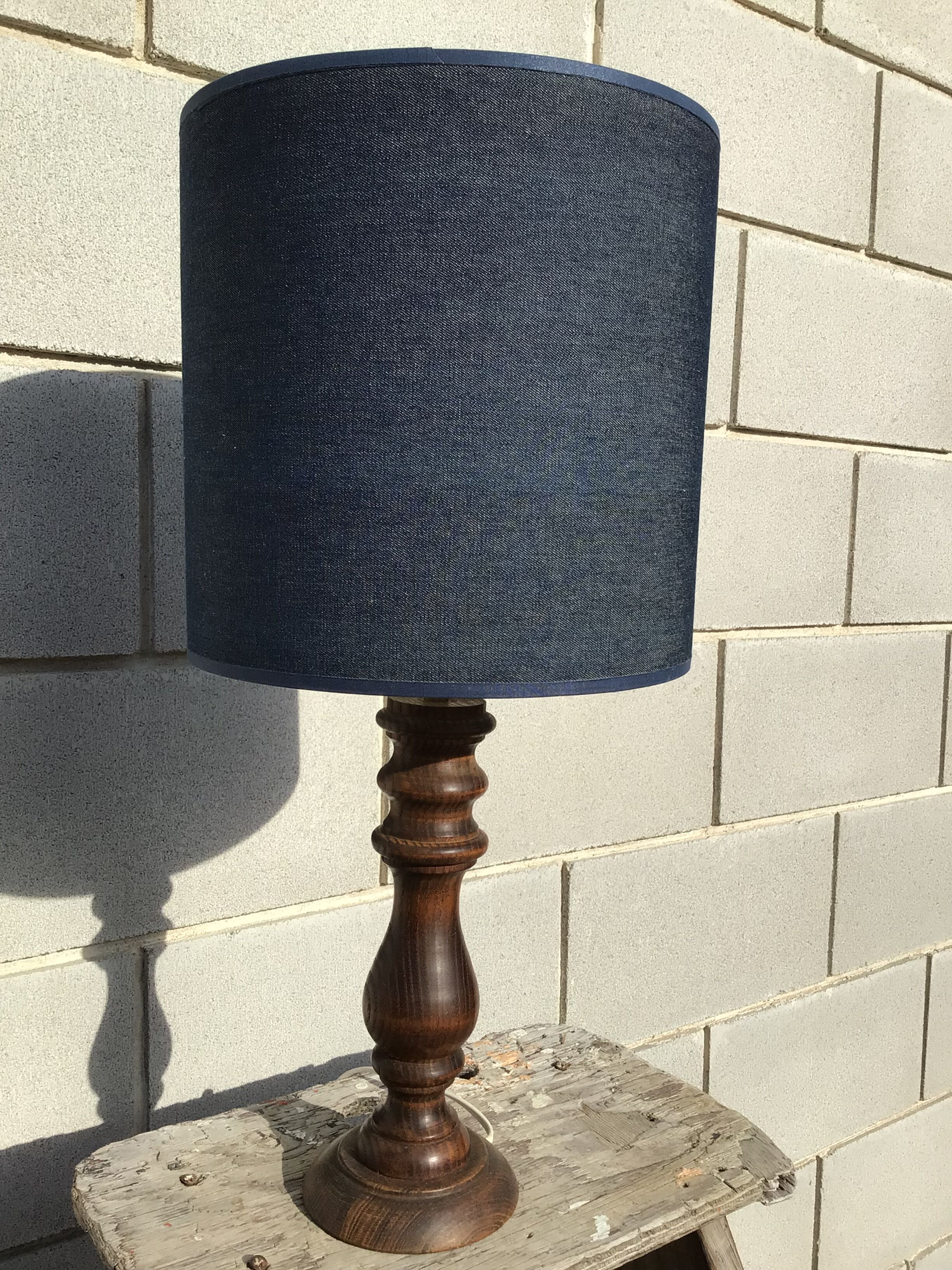 Solid wood lamp lampshade denim