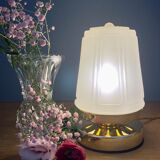 Vintage art deco globe table lamp in frosted glass