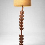 Sculptural floor lamp in solid wood