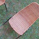 Pair of Legler rattan and iron dining / stacking chairs, Switzerland 1960s