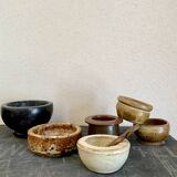 6 mini ceramic bowls, mother-of-pearl spoon