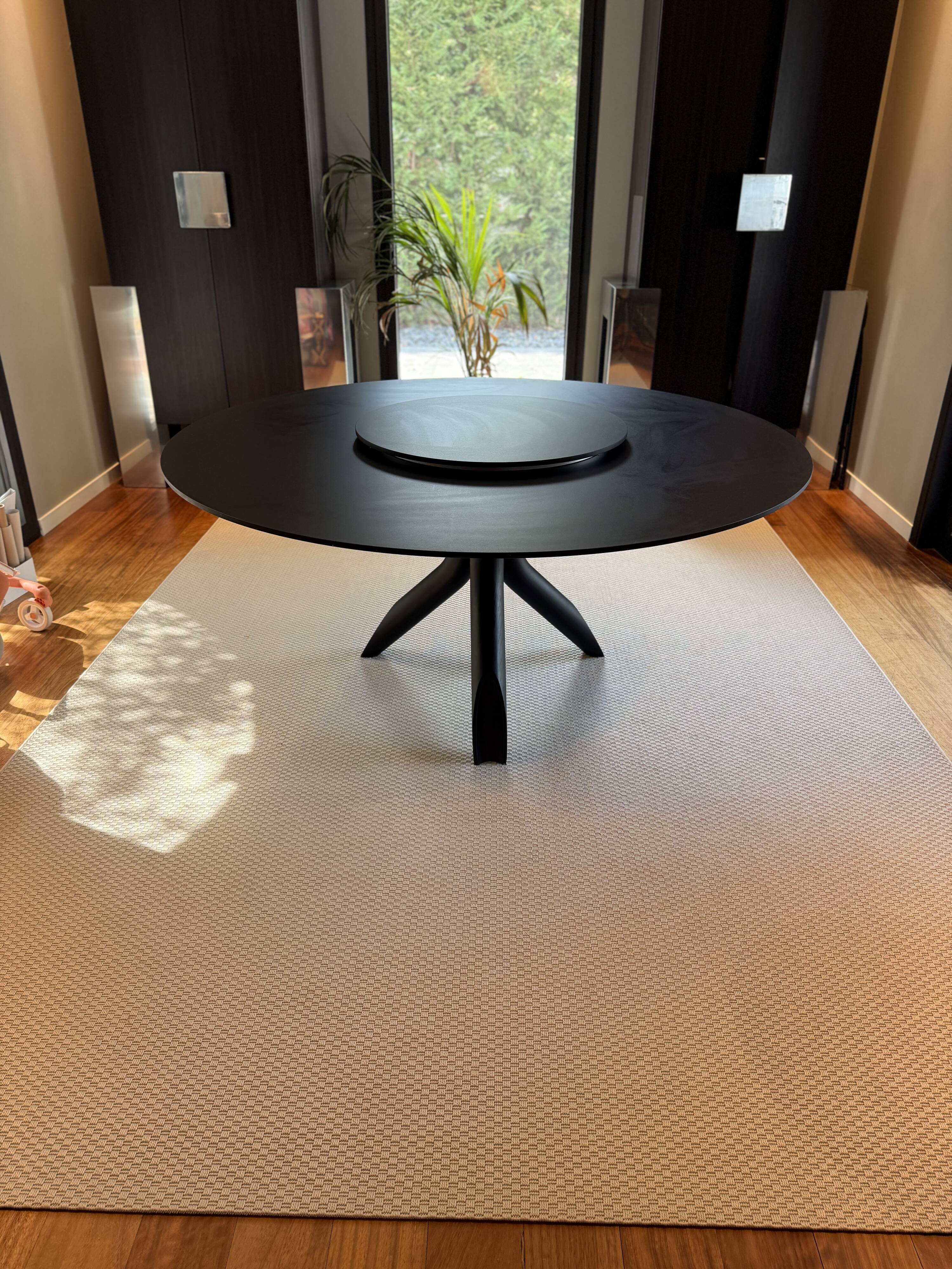 Round table colico matte black ceramic, matte black ash legs d160+plate 70