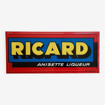 Ancienne plaque tôle ricard anisette liqueur 49x22cm 70's