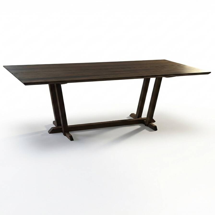 Exceptional dining table in solid walnut.