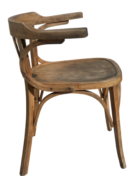 Curved wooden armchair
