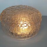 Round ceiling light or wall light in molded glass from the 70s