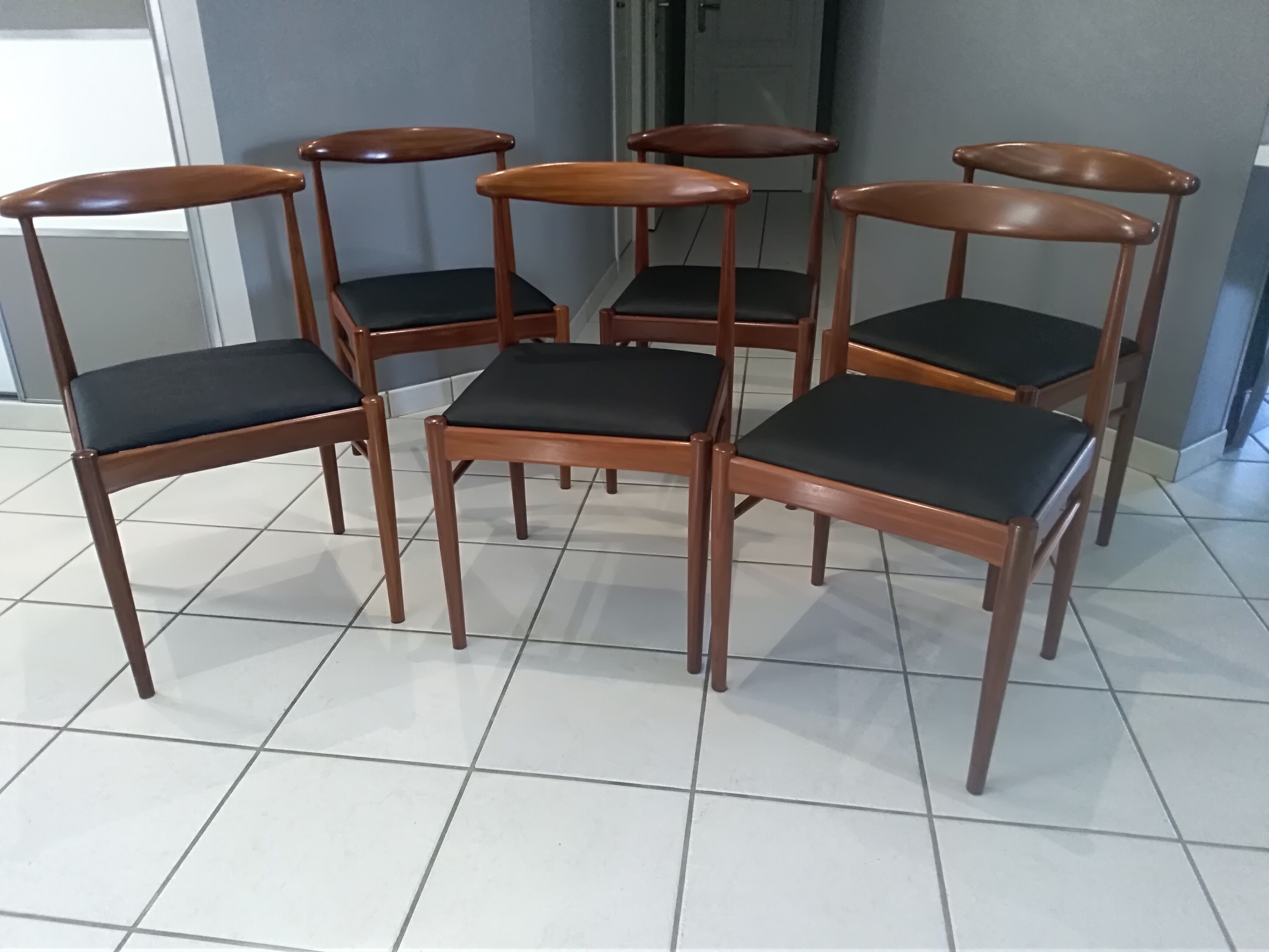 Suite of 6 chairs in Teck Denmark K.S vintage 1960