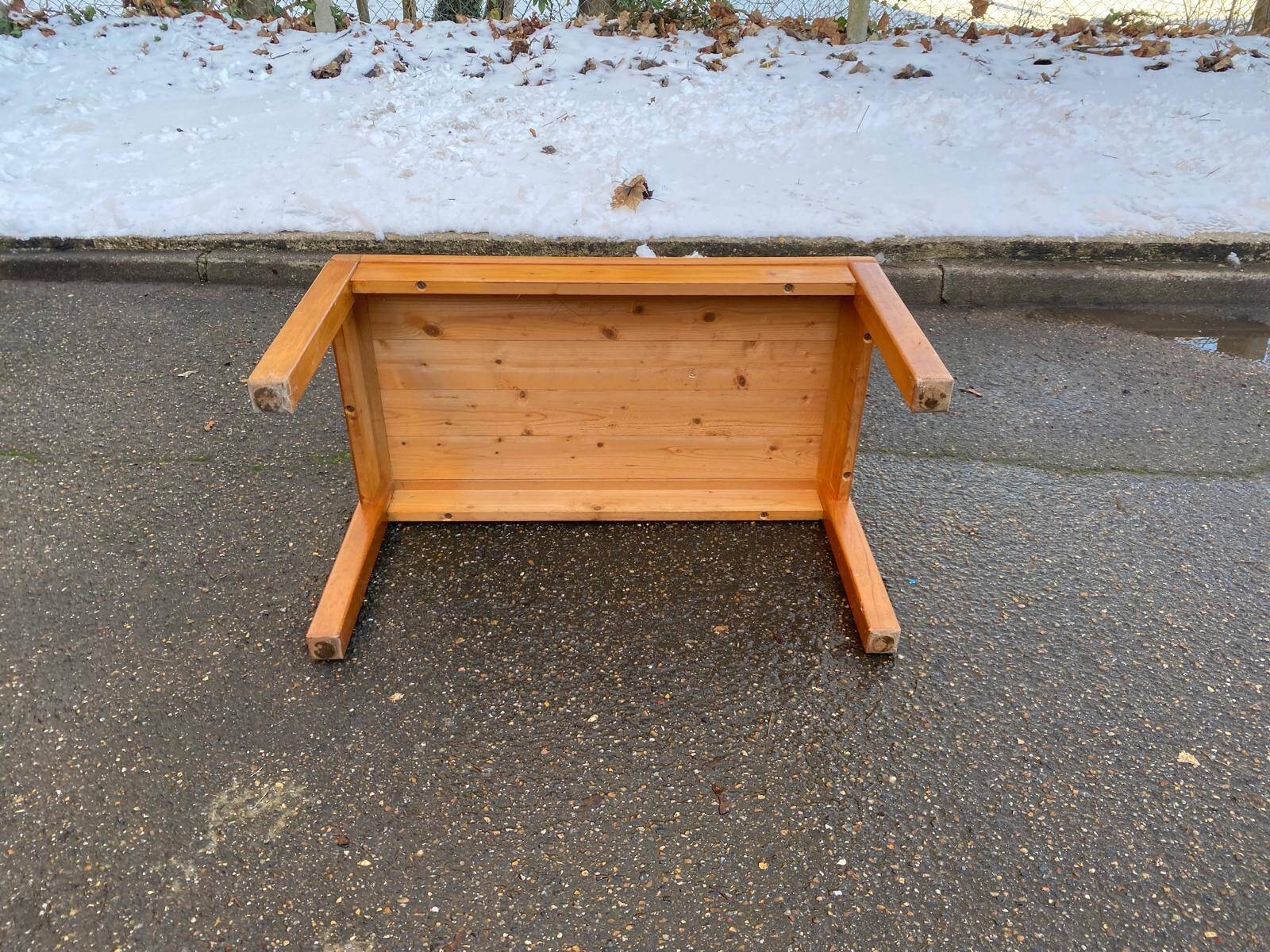 Rectangular Scandinavian coffee table in solid wood 1950