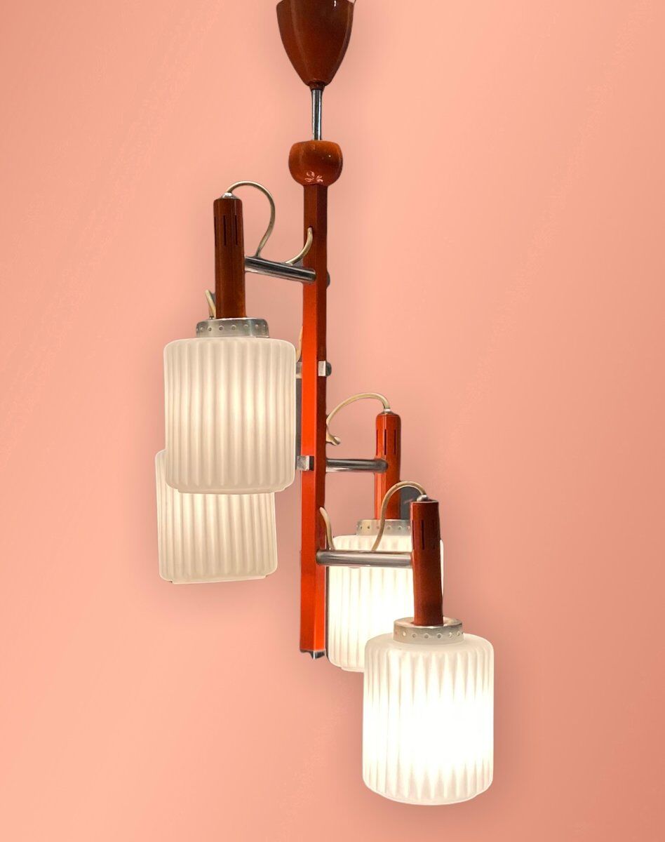 Mid-century italian orange opaline glass lamp