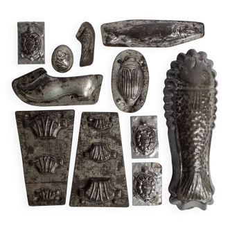 Set of old chocolate molds, Letang et Fils, Paris