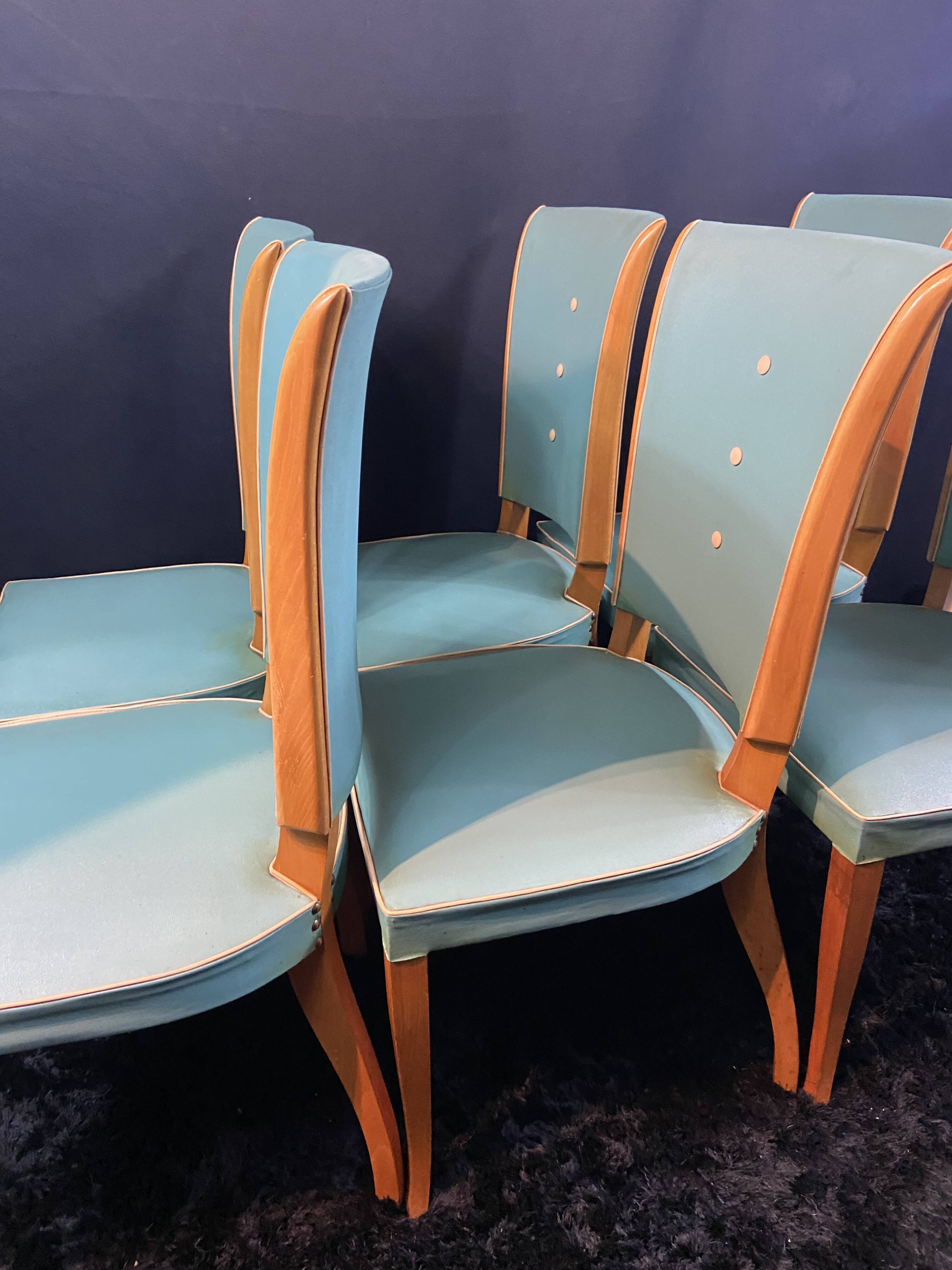 Suite 6 chaises design moderniste 1950