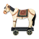 Jouet ancien en bois cheval à roulettes