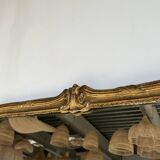 Large gilded mirror 19th century rounded corners mercury glass Louis XVI style