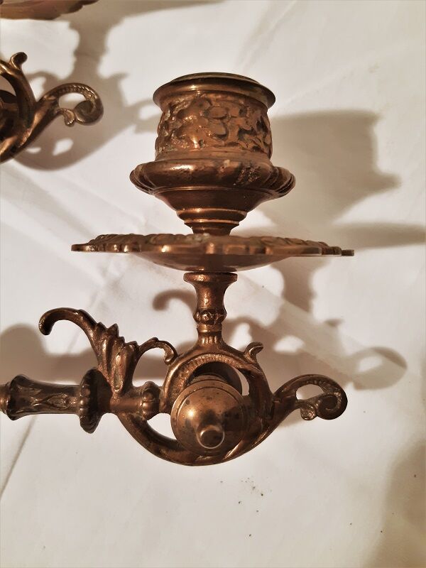 pair of candlesticks, a candle, piano 19th in bronze