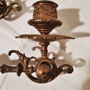 pair of candlesticks, a candle, piano 19th in bronze