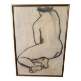 Grand tableau nu fusain André Jaoul
