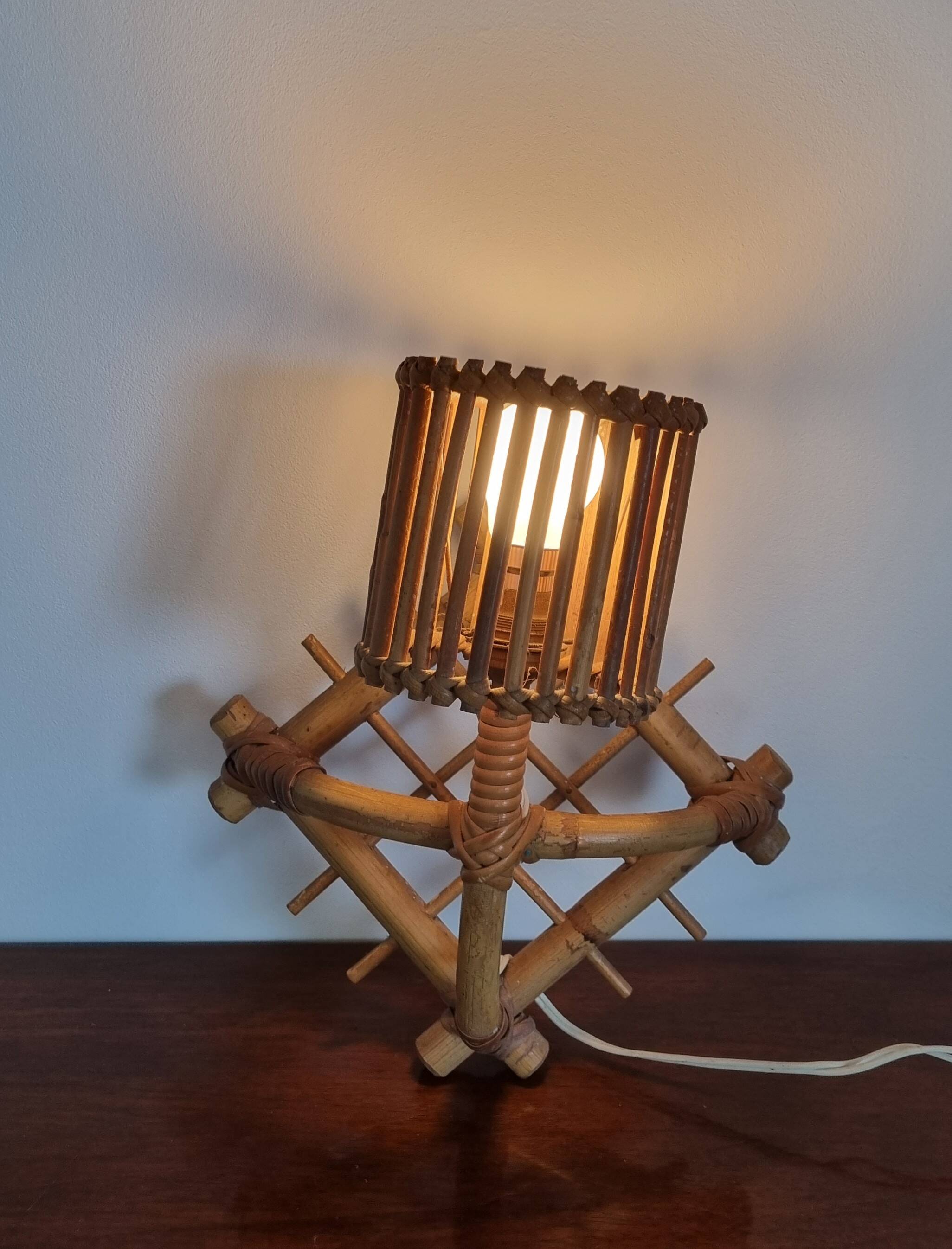 Vintage rattan wall lamp