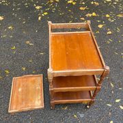 Serving cart/dessert bar trolley on wheels with removable tray