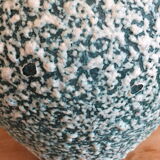 Green vase decorated with white enamels Cérart Monaco