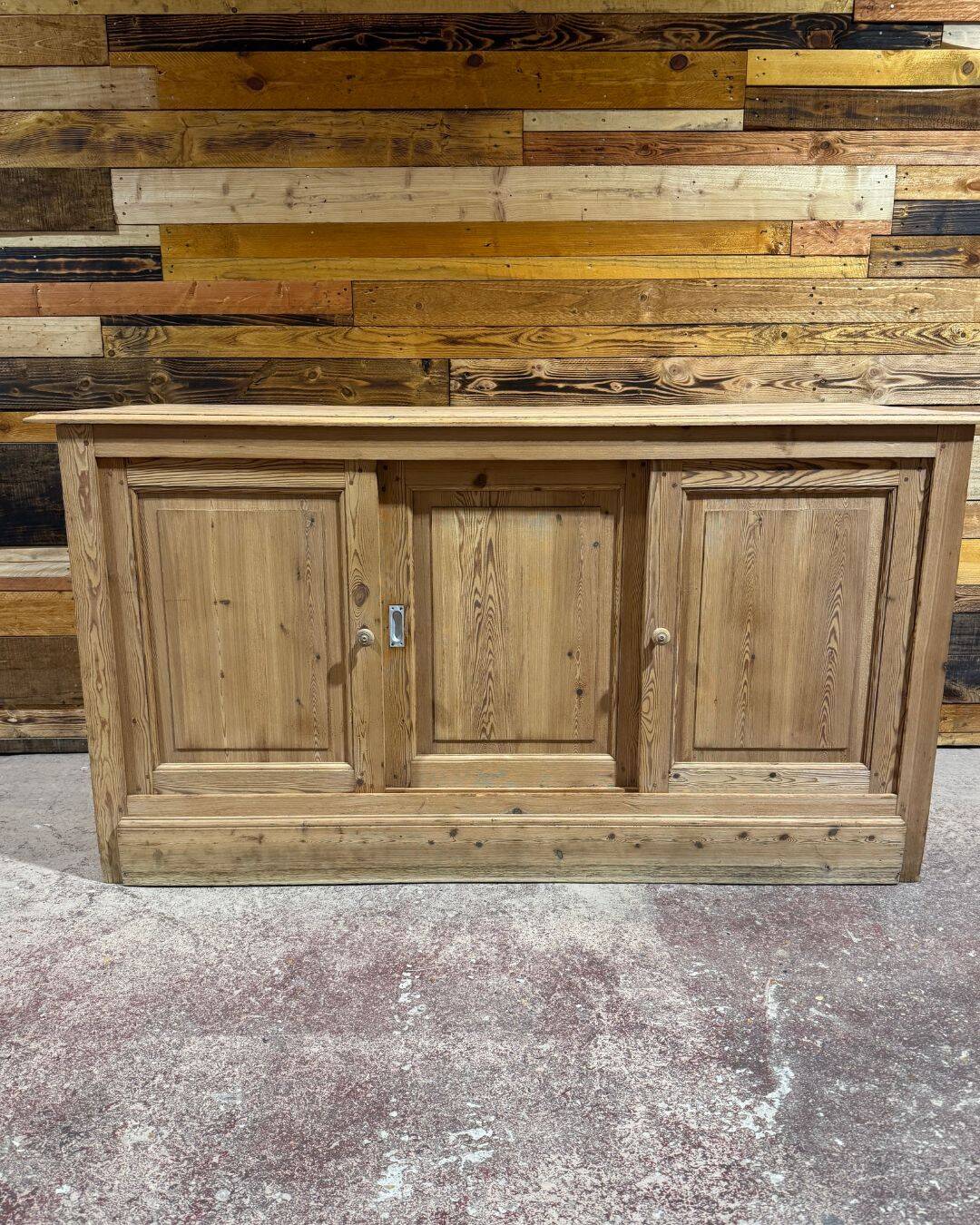 Old haberdashery counter in pitch pine - Restored & Sandblasted