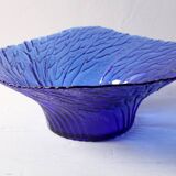 Bol en verre cobalt bleu du milieu du siècle : design finlandais 'Metsä', années 1970