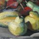 Oil on panel, still life with fruit, signed, 1930s
