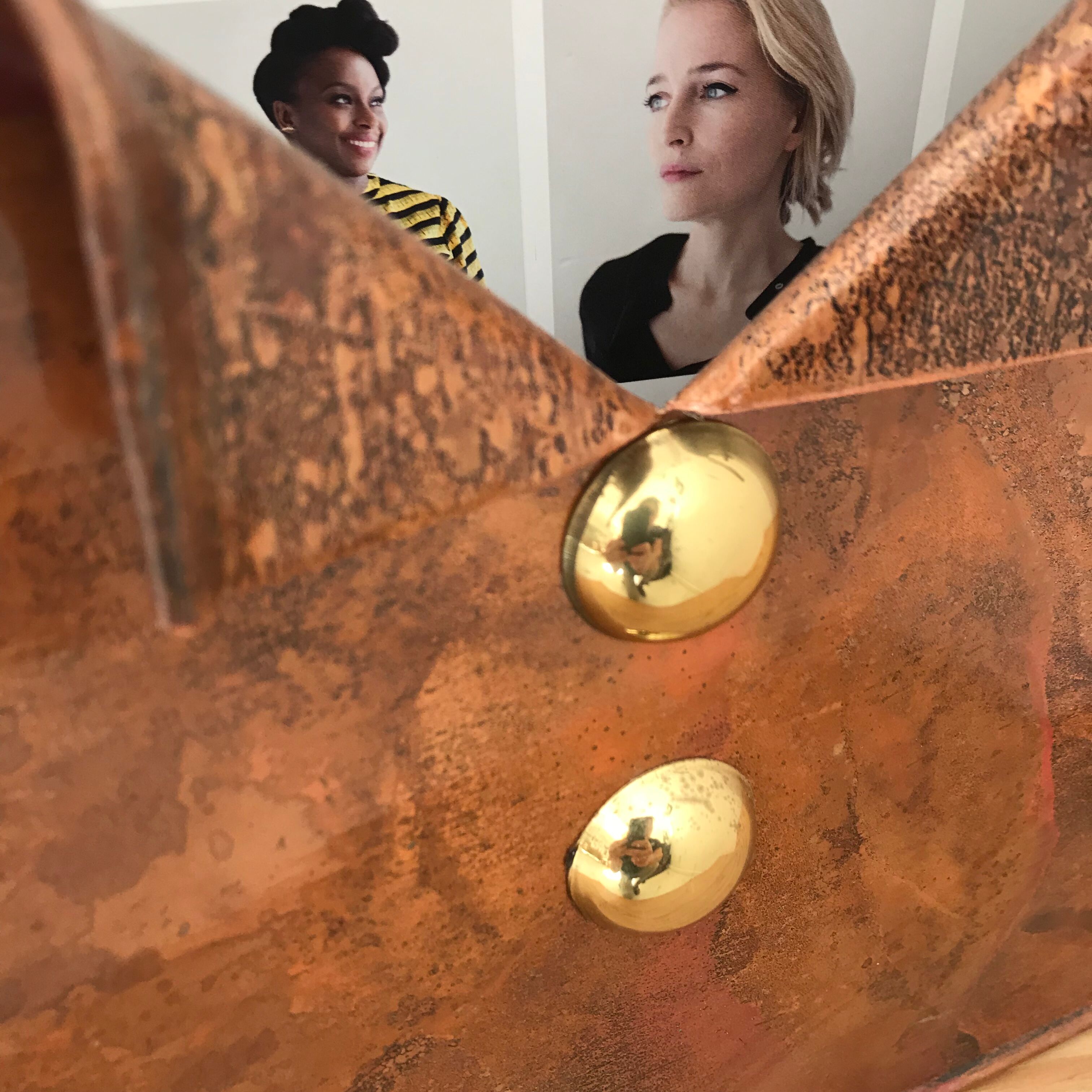 Copper and brass review holder