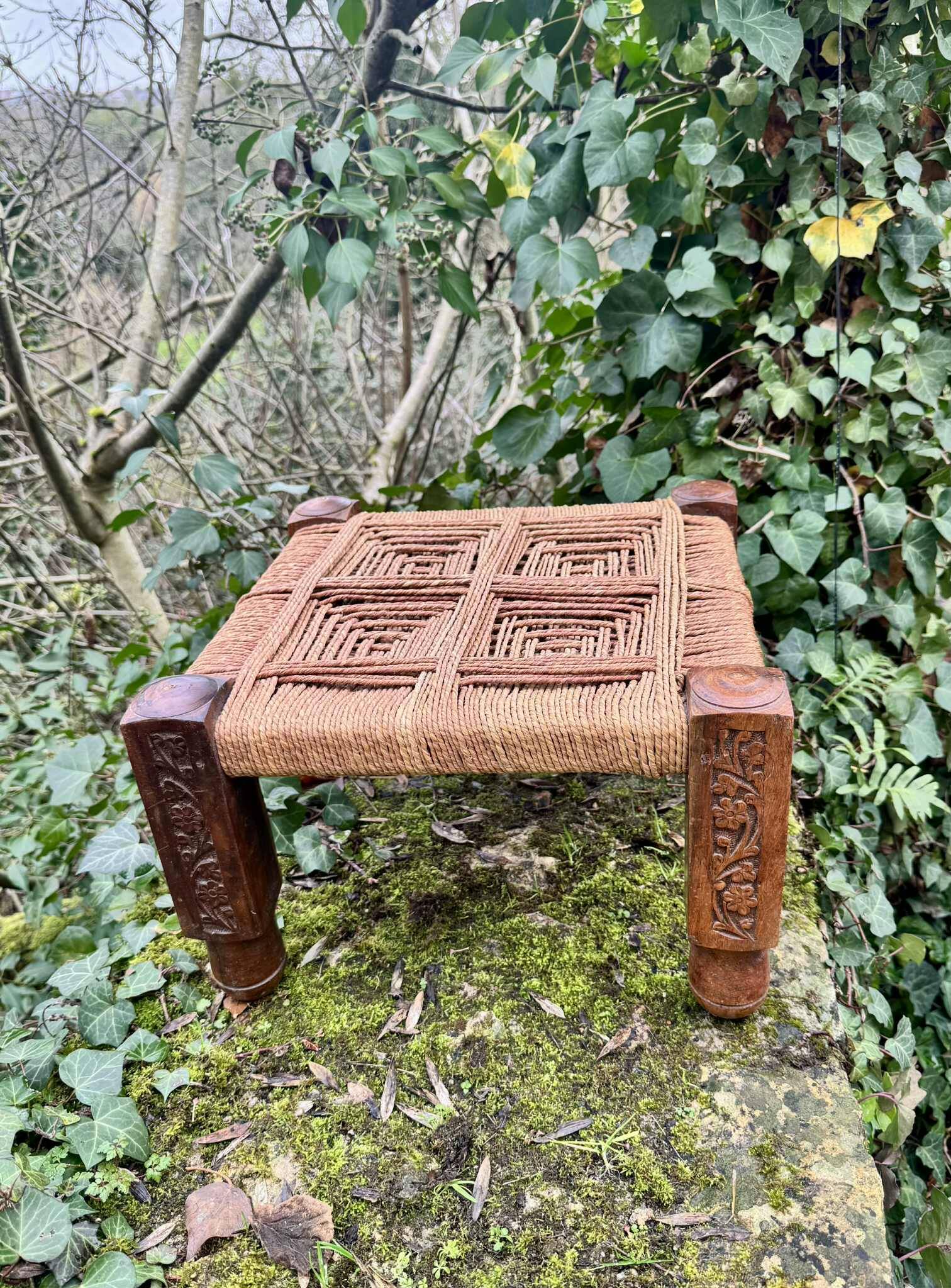 Large Indian rope stool from the early 20th century.