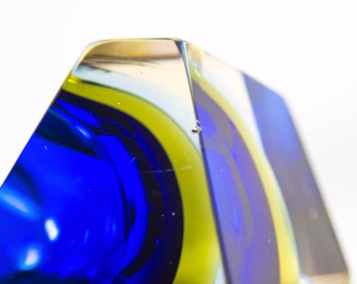 Blue and yellow Murano Mandruzzato ashtray