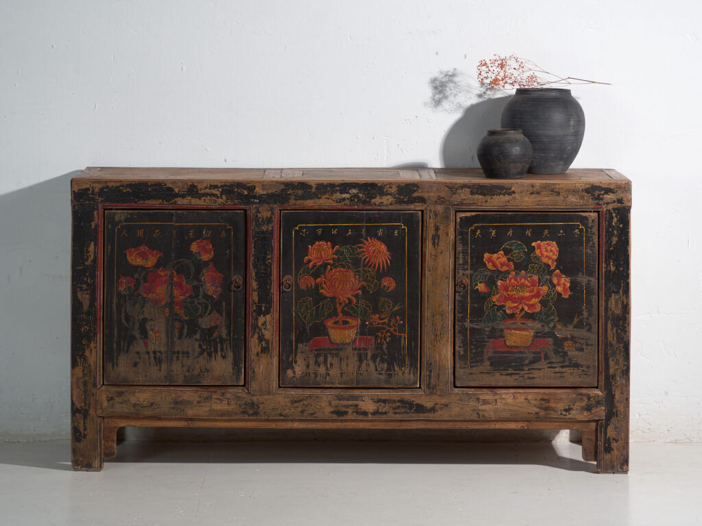 Antique buffet painted in elm wood – China, circa 1900