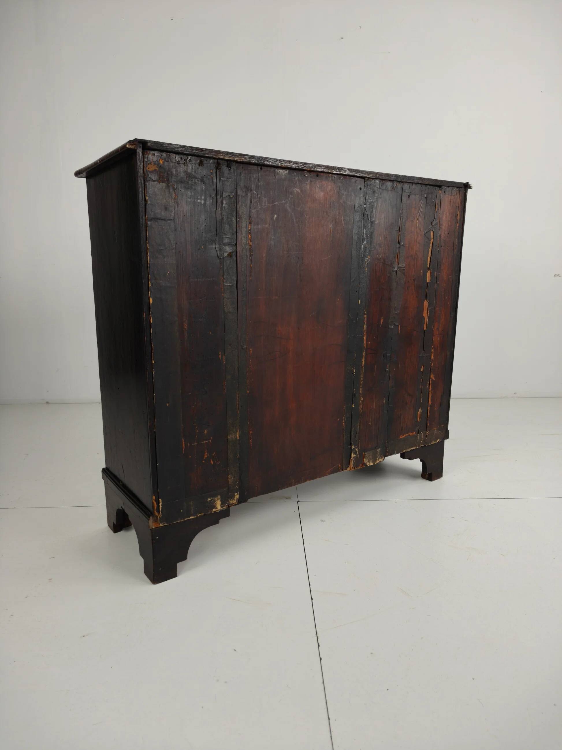 English geometric-panelled oak chest of drawers, circa 1680