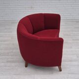 1960s, Danish 2-seater curved sofa, original red furniture fabric.