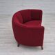 Canapé courbé danois 2 places des années 1960, tissu d'ameublement rouge d'origine.