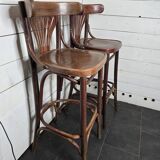 Paire de tabourets de bar à dossier