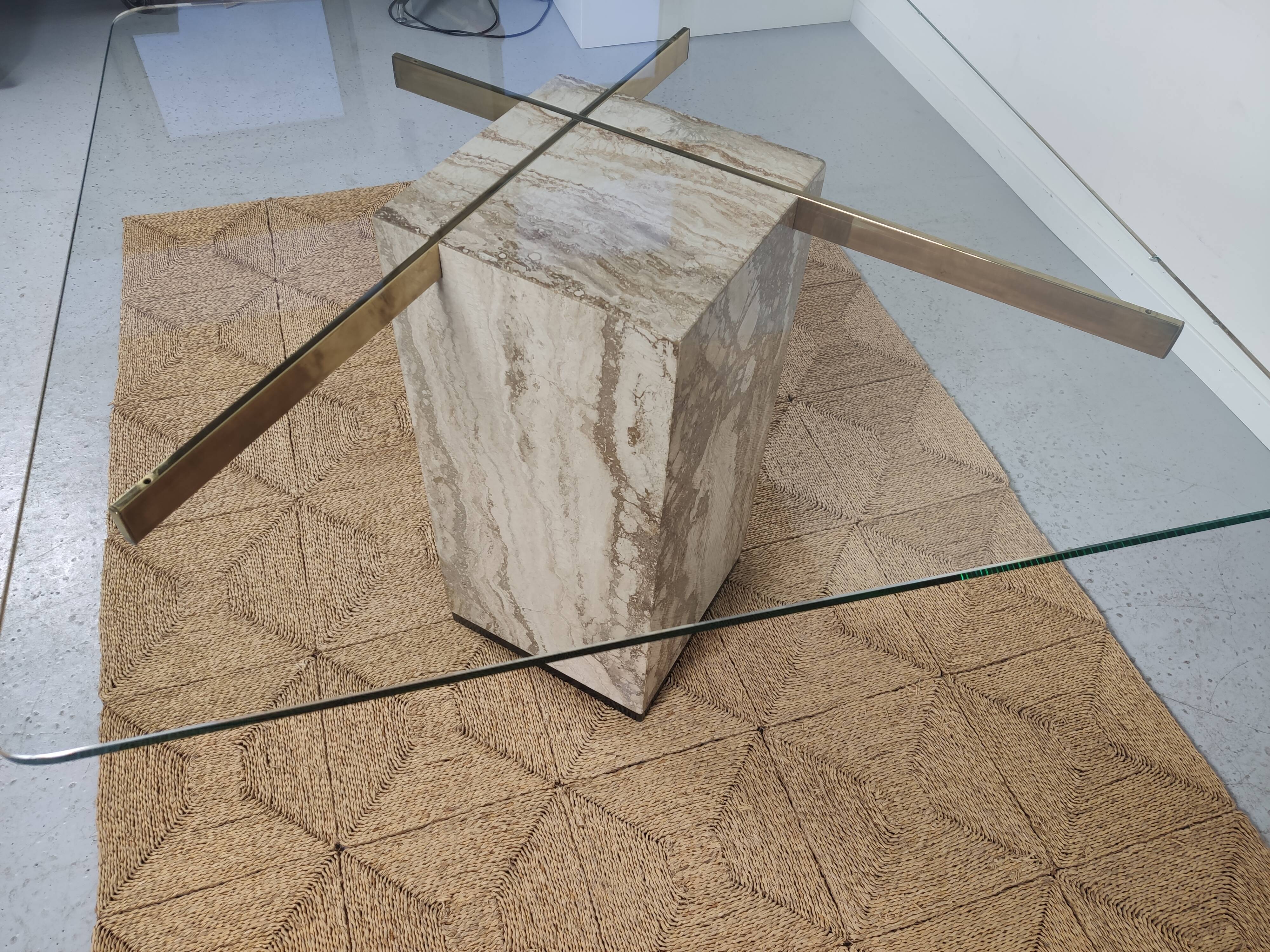 Marble and glass dining table, 80s