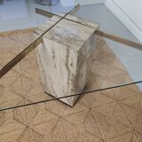 Marble and glass dining table, 80s