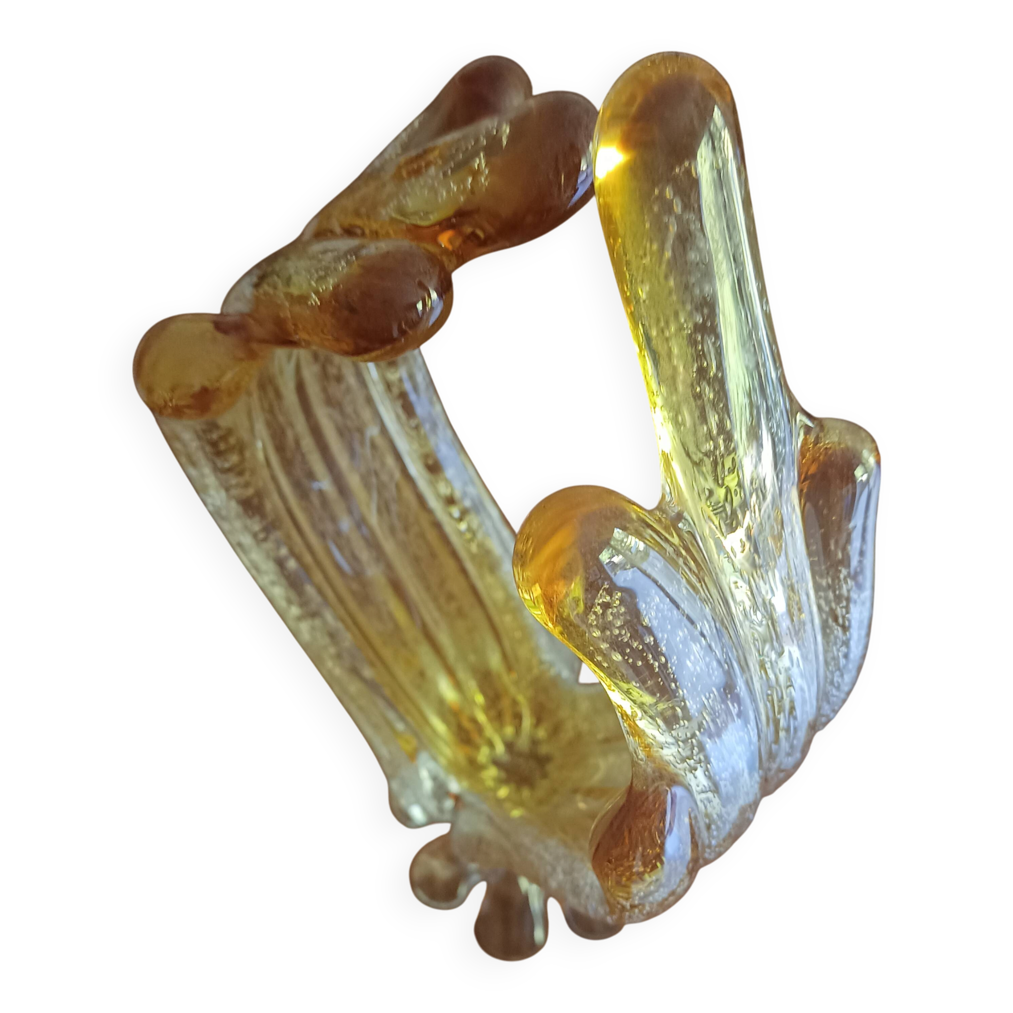 Amber bubble glass sculpture