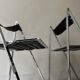 Set of 2 folding chairs in leather and chrome model Elios by Fontini & Geraci, Italy 1970