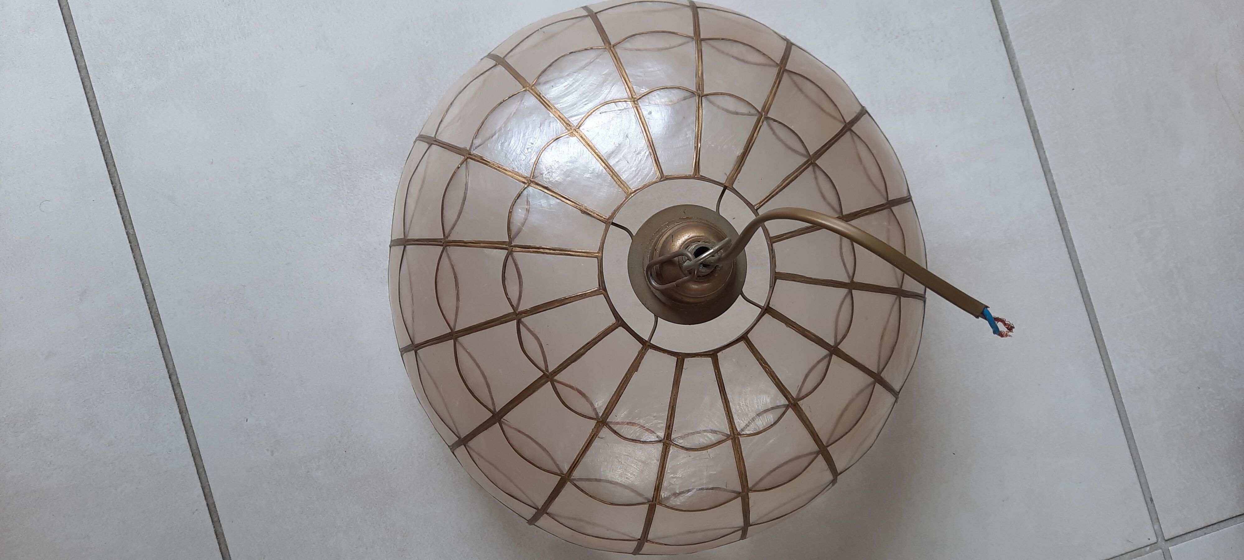 Mother-of-pearl and brass chandelier