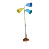 1950s three-light floor lamp with coloured shades