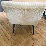 50 year round armchair golden velvet big ribs, wooden feet