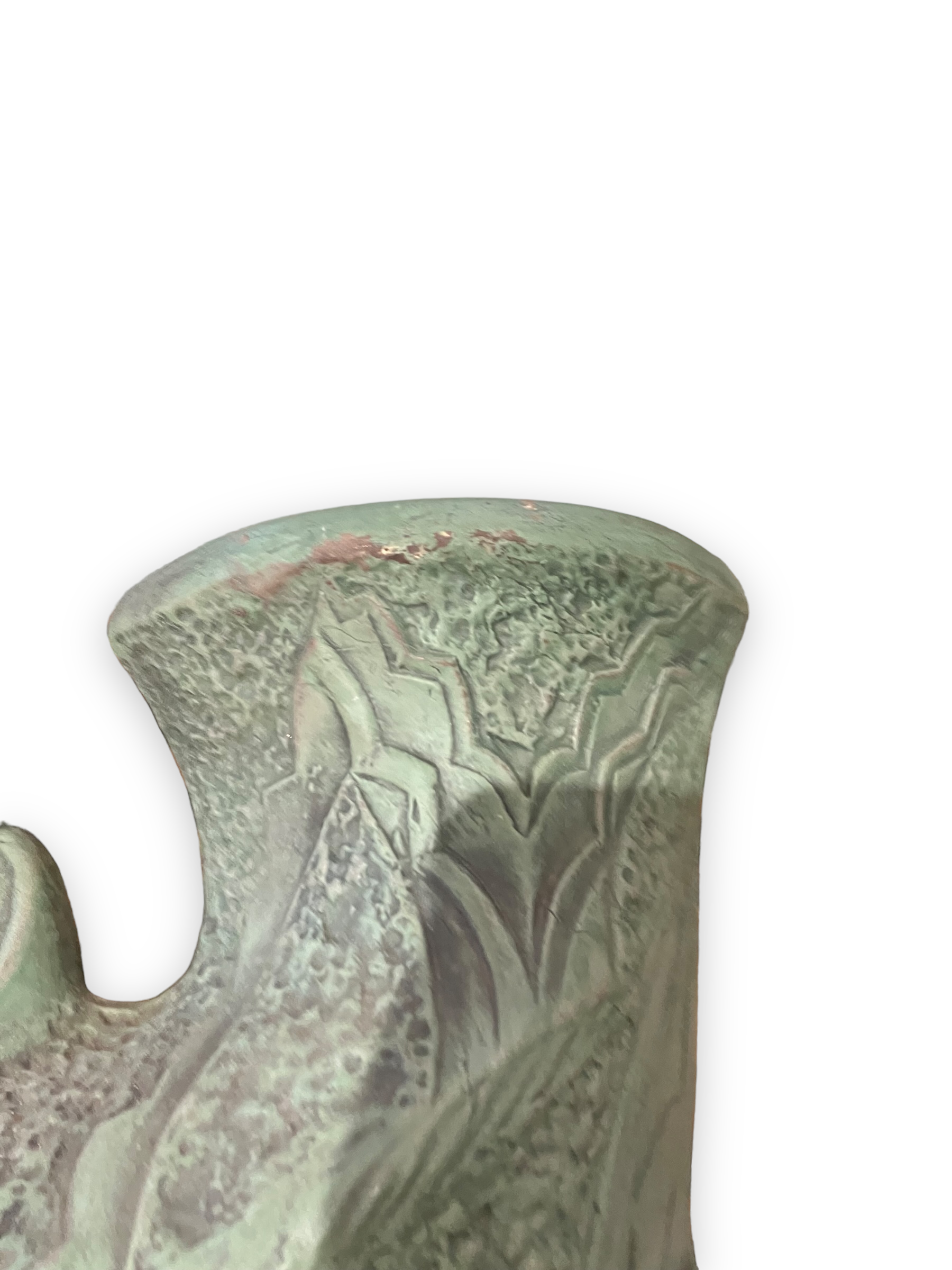 Ethnic anthropomorphic vase in patinated terracotta