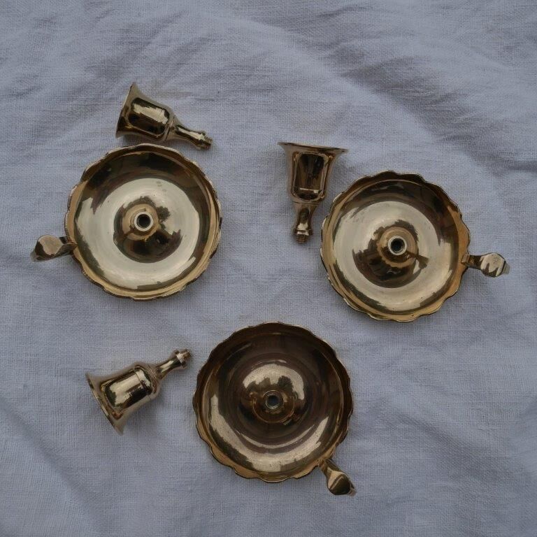 Brass candlesticks, cellar rat models